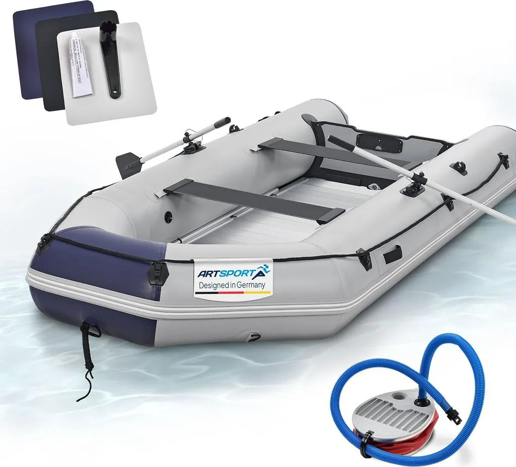 ArtSport Schlauchboot 380 cm 6 Personen Aluboden – Set mit Paddel, Pumpe & Tasche